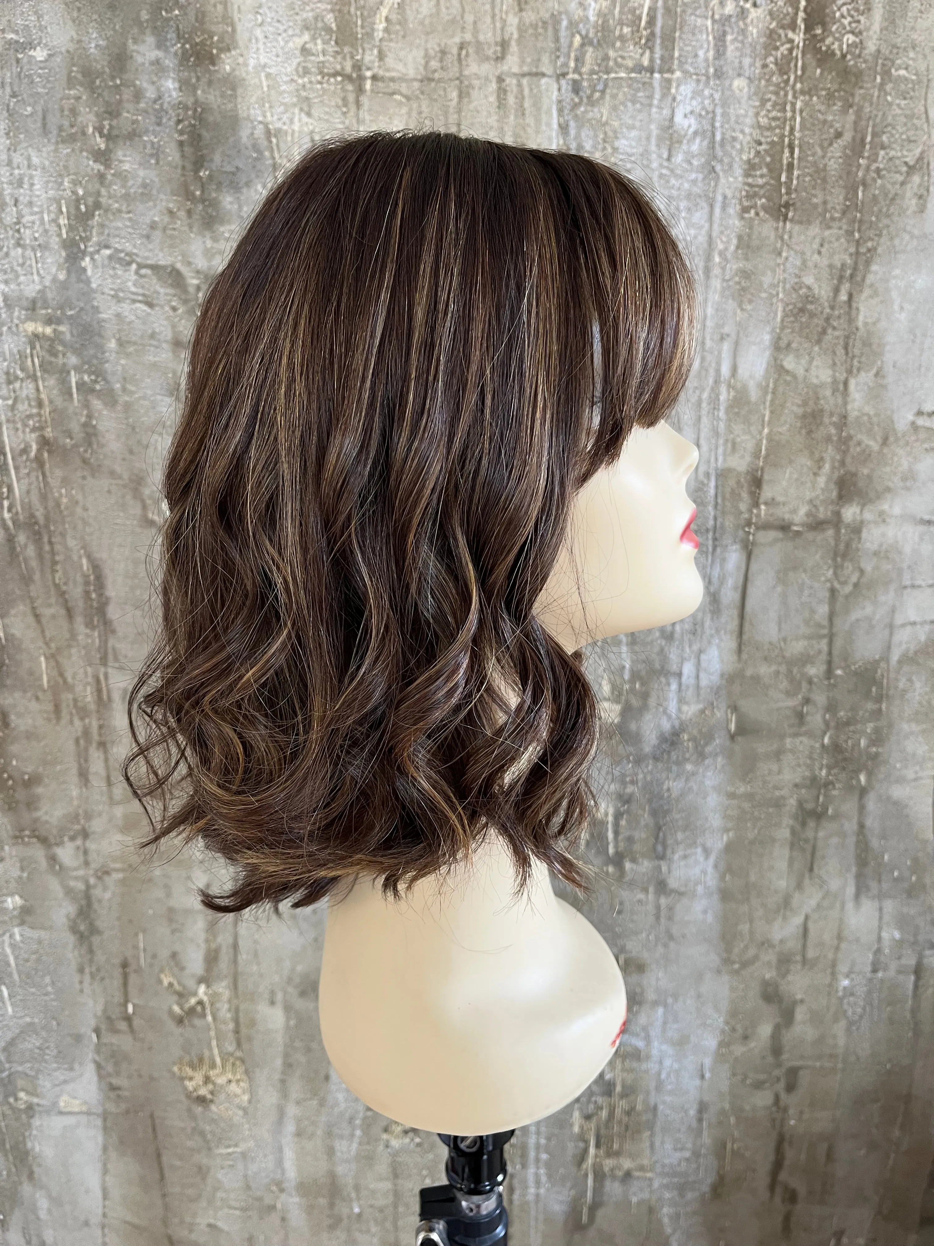 100% EUROPEAN VIRGIN HUMAN HAIR 14'' LIGHTER BROWN WITH BLOND STREAKS
