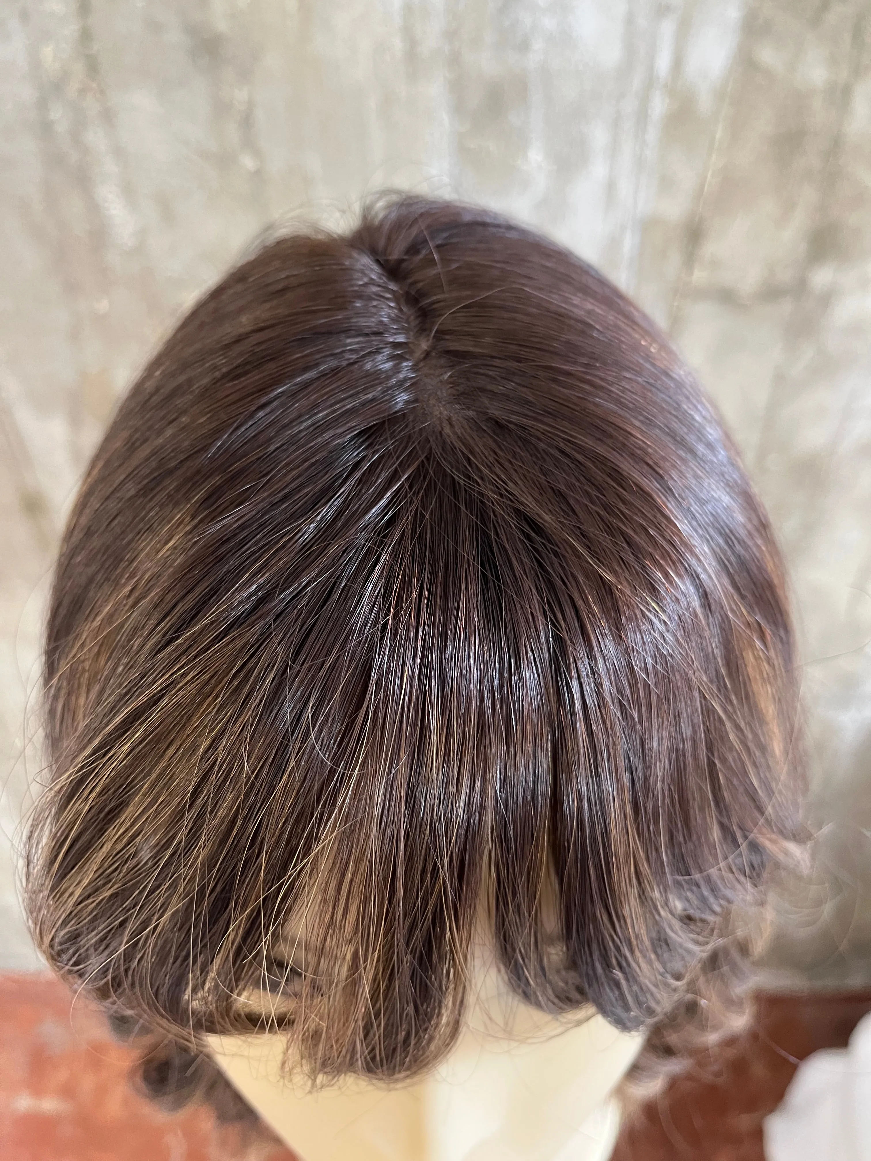 100% EUROPEAN VIRGIN HUMAN HAIR 14'' LIGHTER BROWN WITH BLOND STREAKS