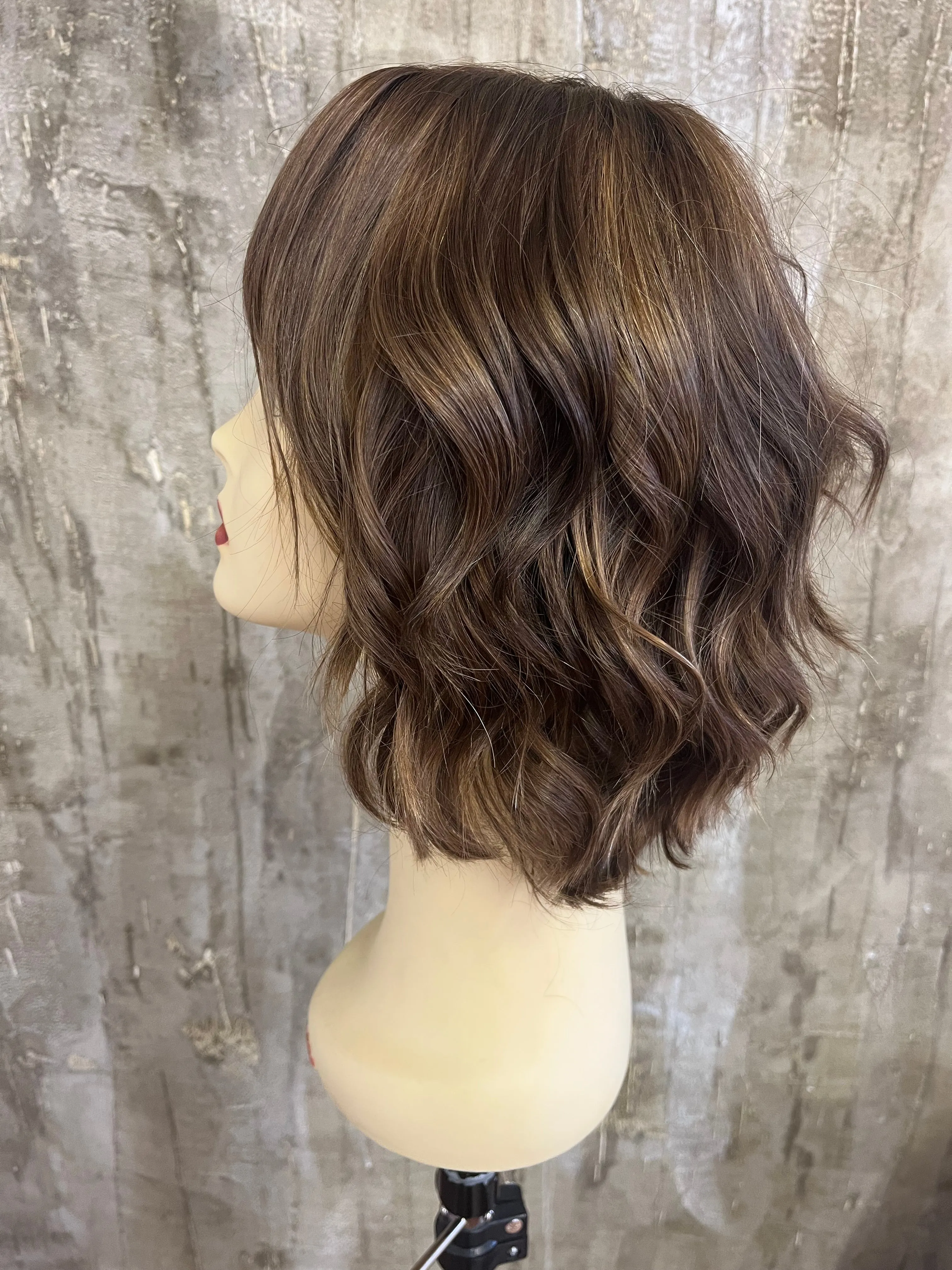 100% EUROPEAN VIRGIN HUMAN HAIR 14" LIGHT BROWN WITH BLOND HIGHLIGHTS