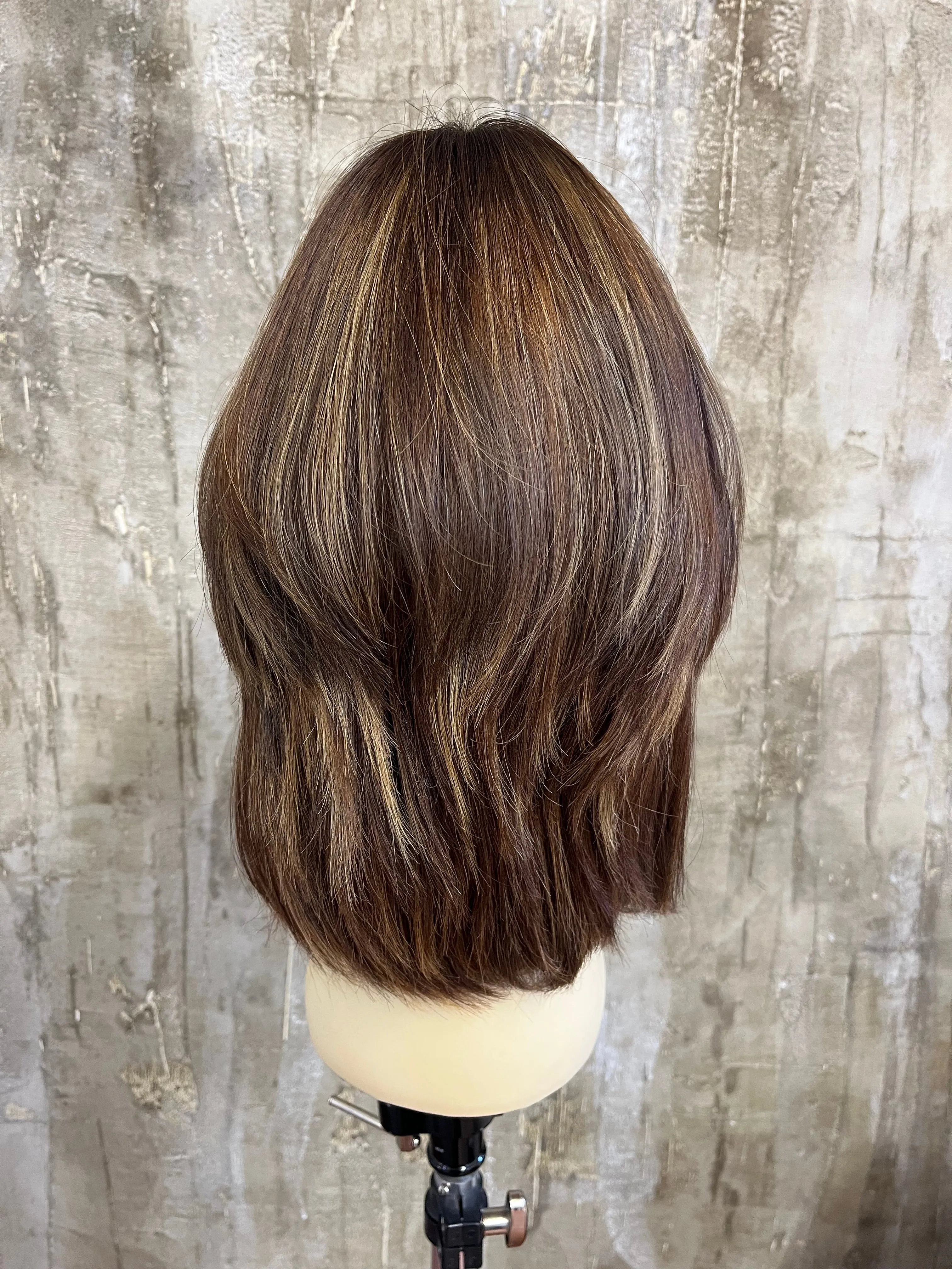 100% EUROPEAN VIRGIN HUMAN HAIR 16'' LIGHT BROWN WITH BLOND HIGHLIGHTS