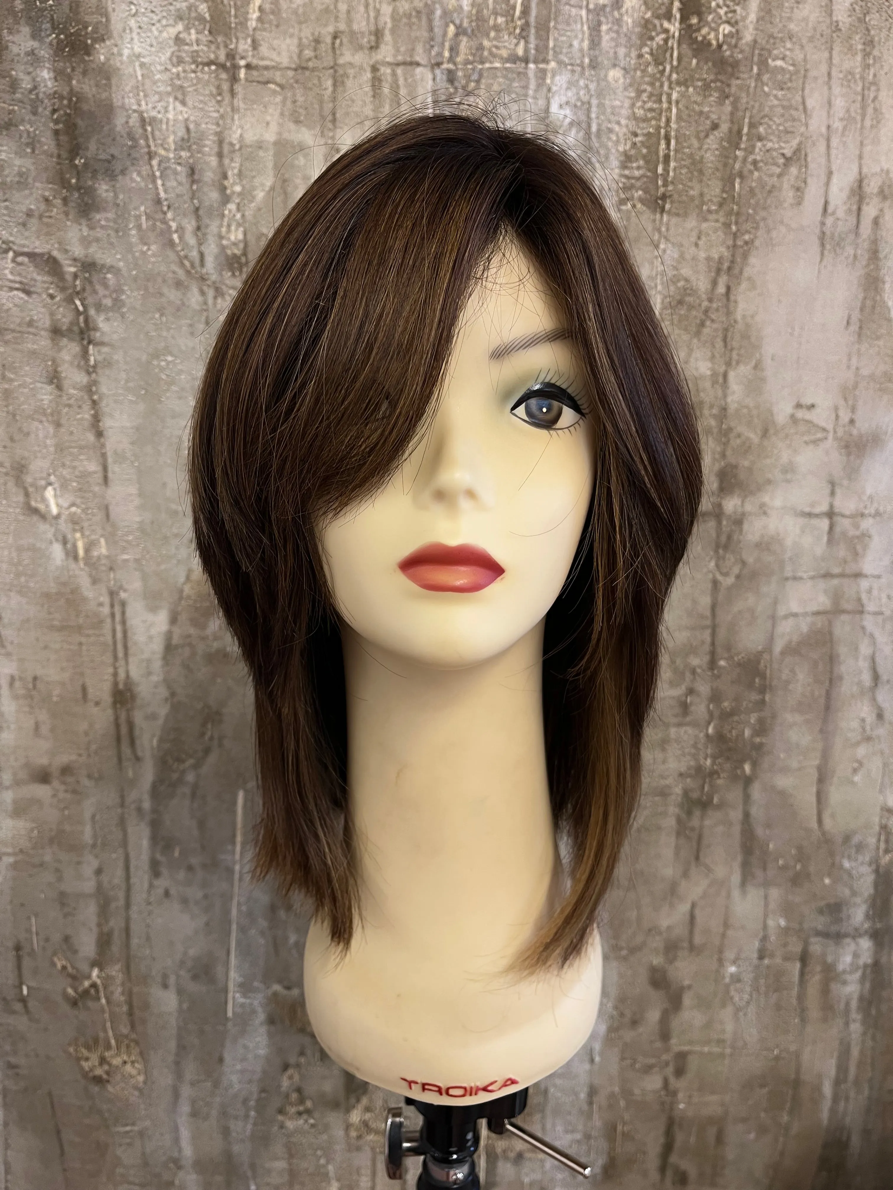100% EUROPEAN VIRGIN HUMAN HAIR 16'' LIGHT BROWN WITH BLOND HIGHLIGHTS