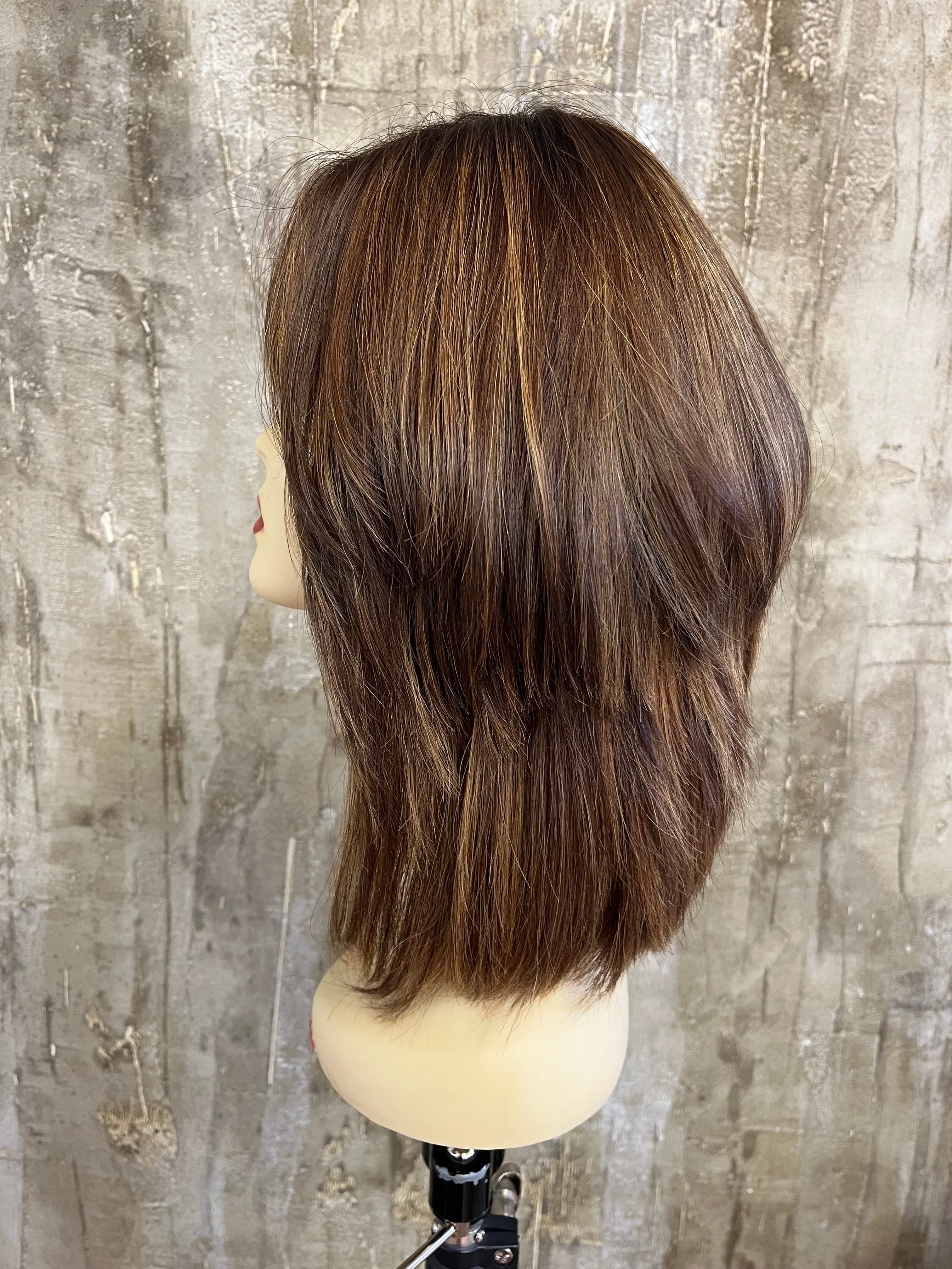 100% EUROPEAN VIRGIN HUMAN HAIR 16'' LIGHT BROWN WITH BLOND HIGHLIGHTS