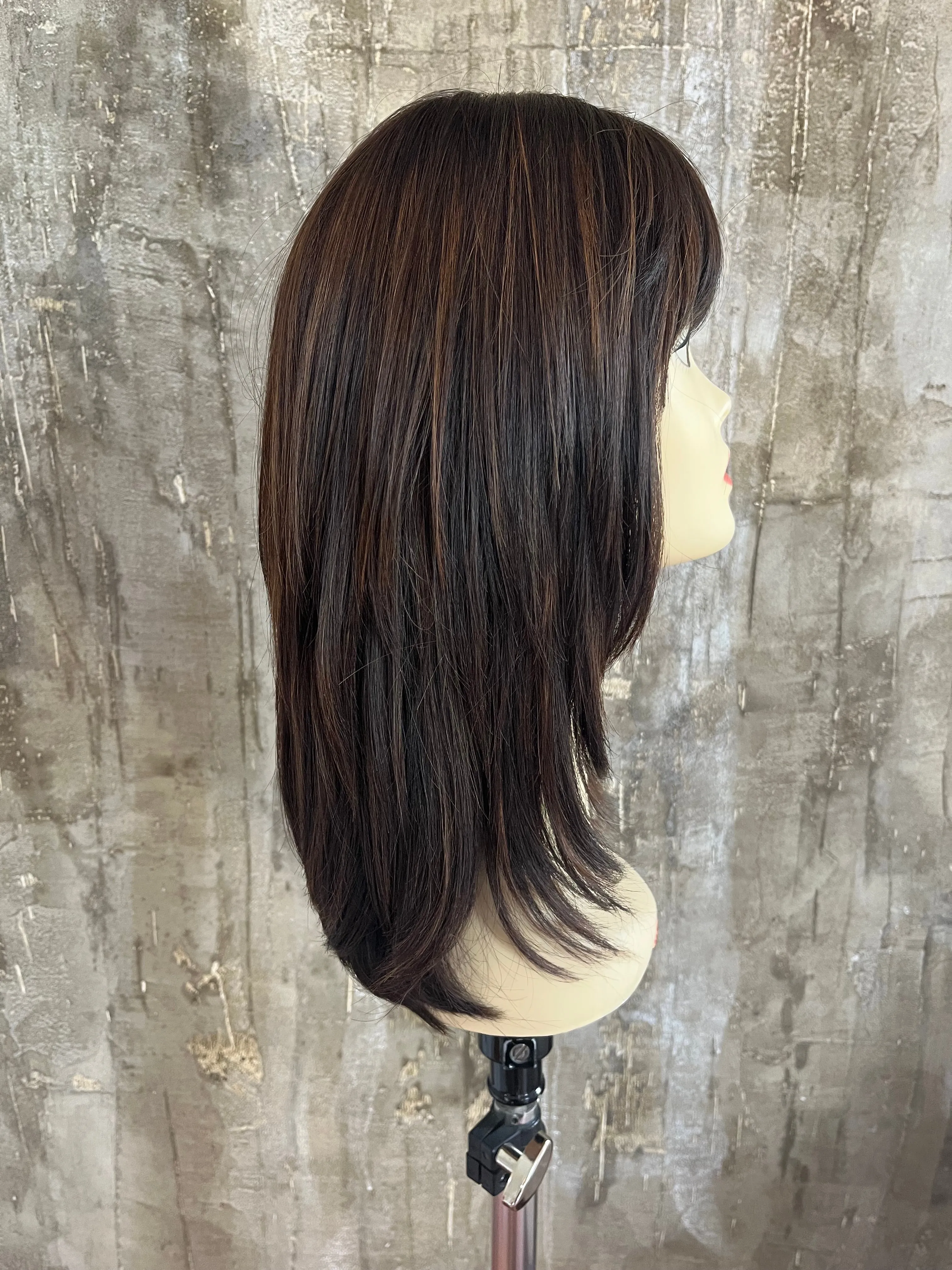 100% EUROPEAN VIRGIN HUMAN HAIR 19" BROWN WITH HIGHLIGHTS