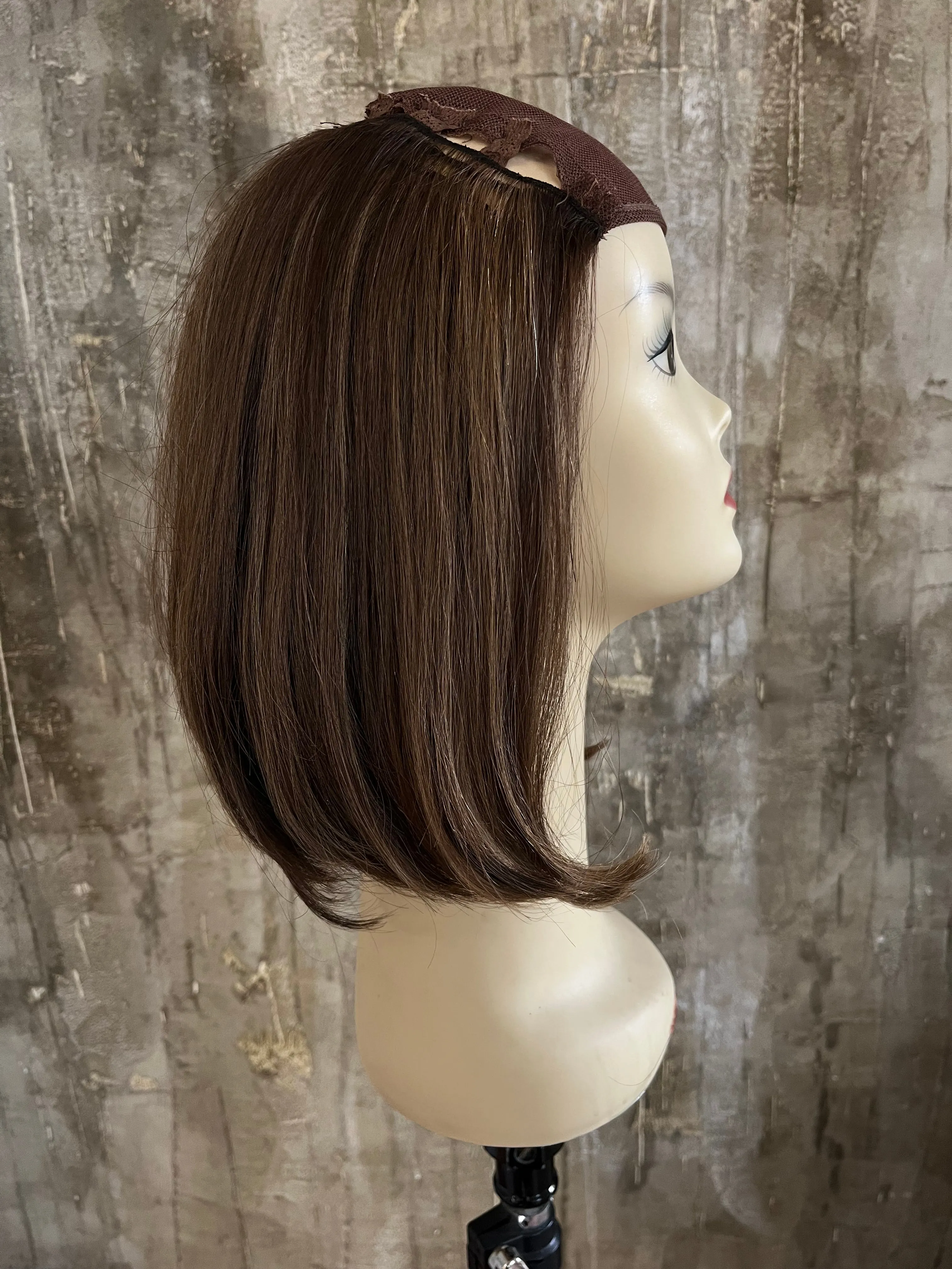 100% FINE HUMAN HAIR HAT FALL 13.5" DIRTY BLOND