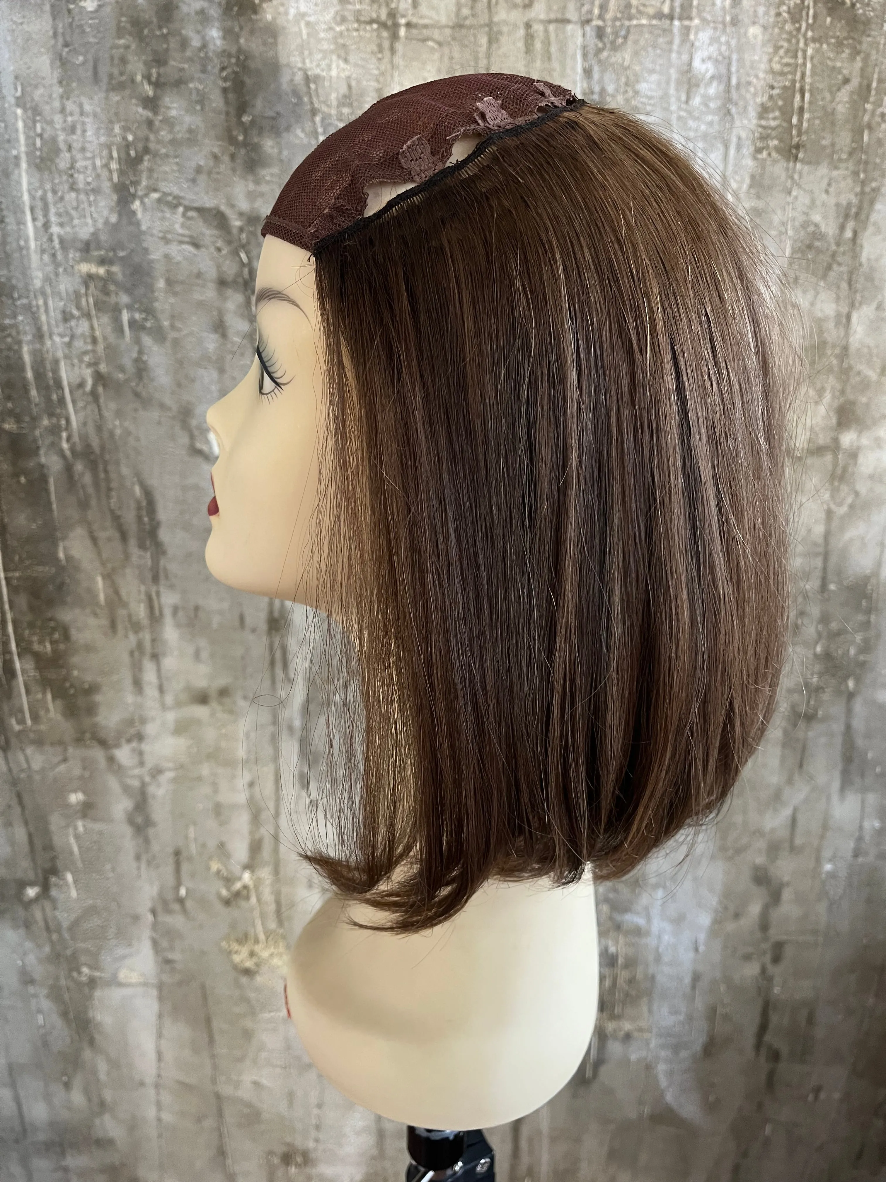 100% FINE HUMAN HAIR HAT FALL 13.5" DIRTY BLOND