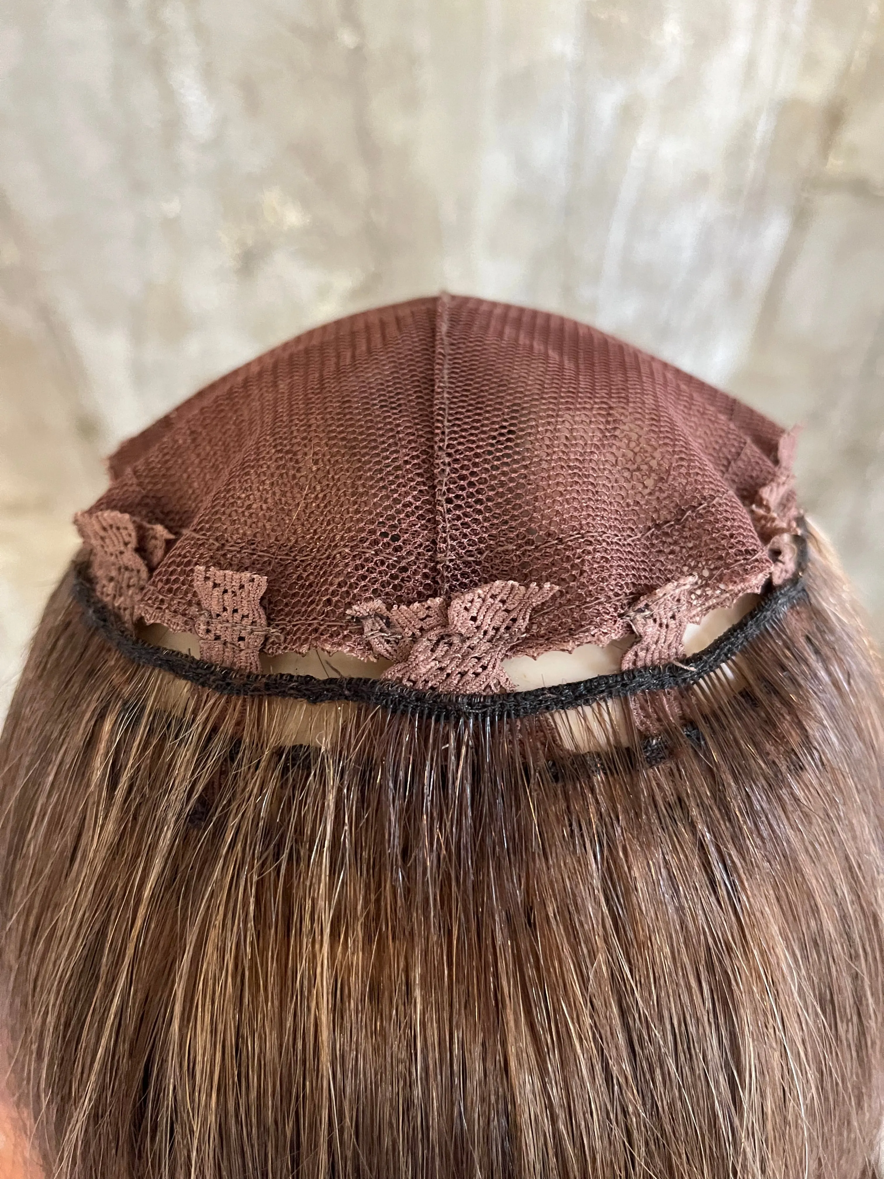 100% FINE HUMAN HAIR HAT FALL 13.5" DIRTY BLOND