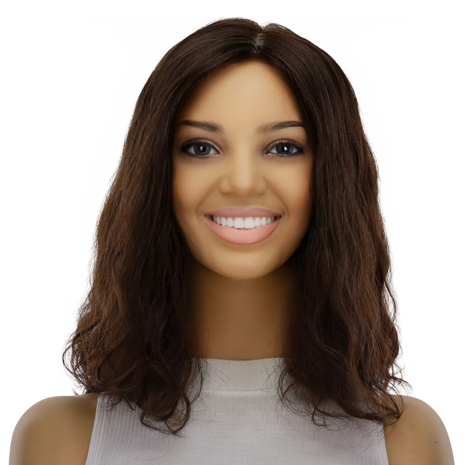 16" Princess Silk Top Wig Dark Brown Wavy