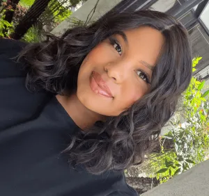 16" Princess Silk Top Wig Soft Black Wavy