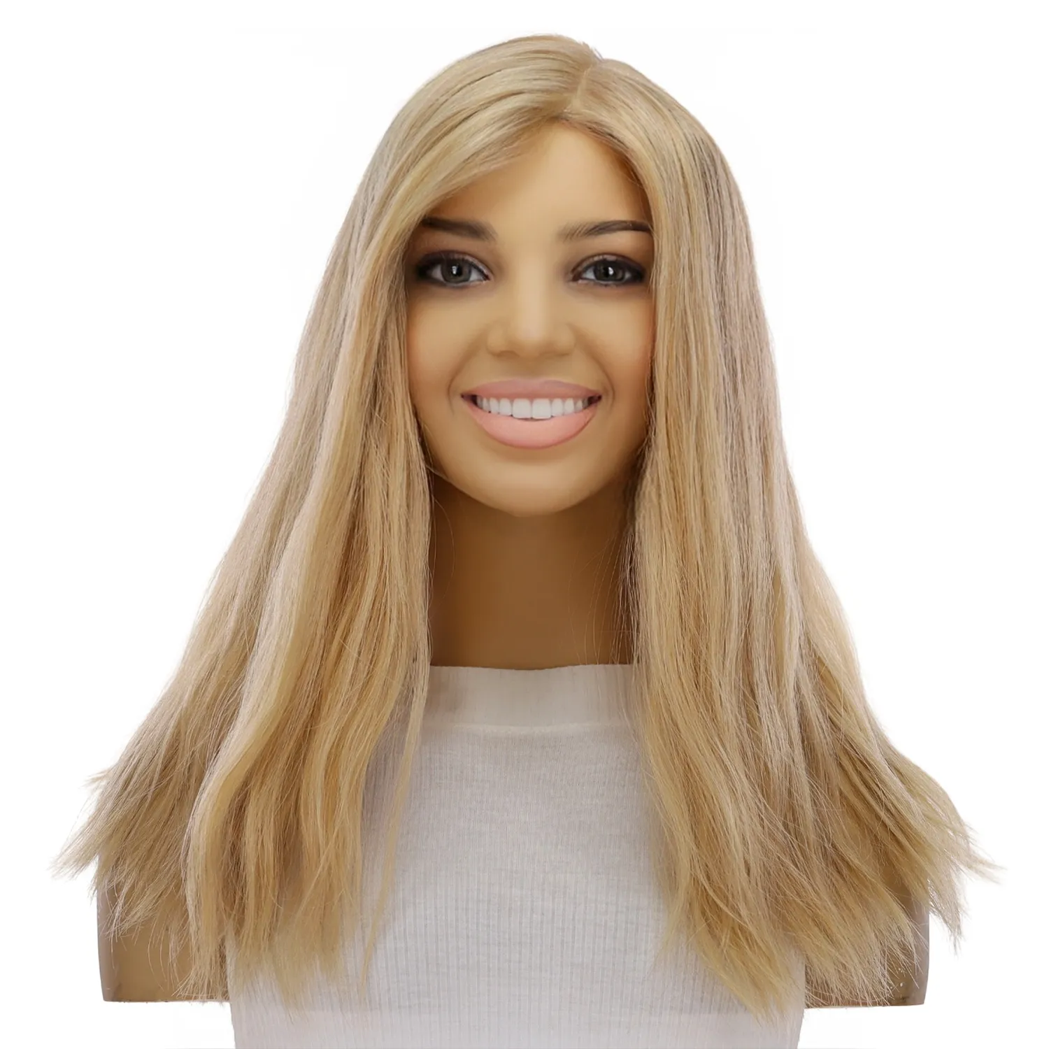 18" Princess Silk Top Wig Golden Blonde No Root Wavy