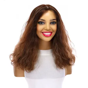 18" Princess Silk Top Wig Medium Brown Balayage Wavy