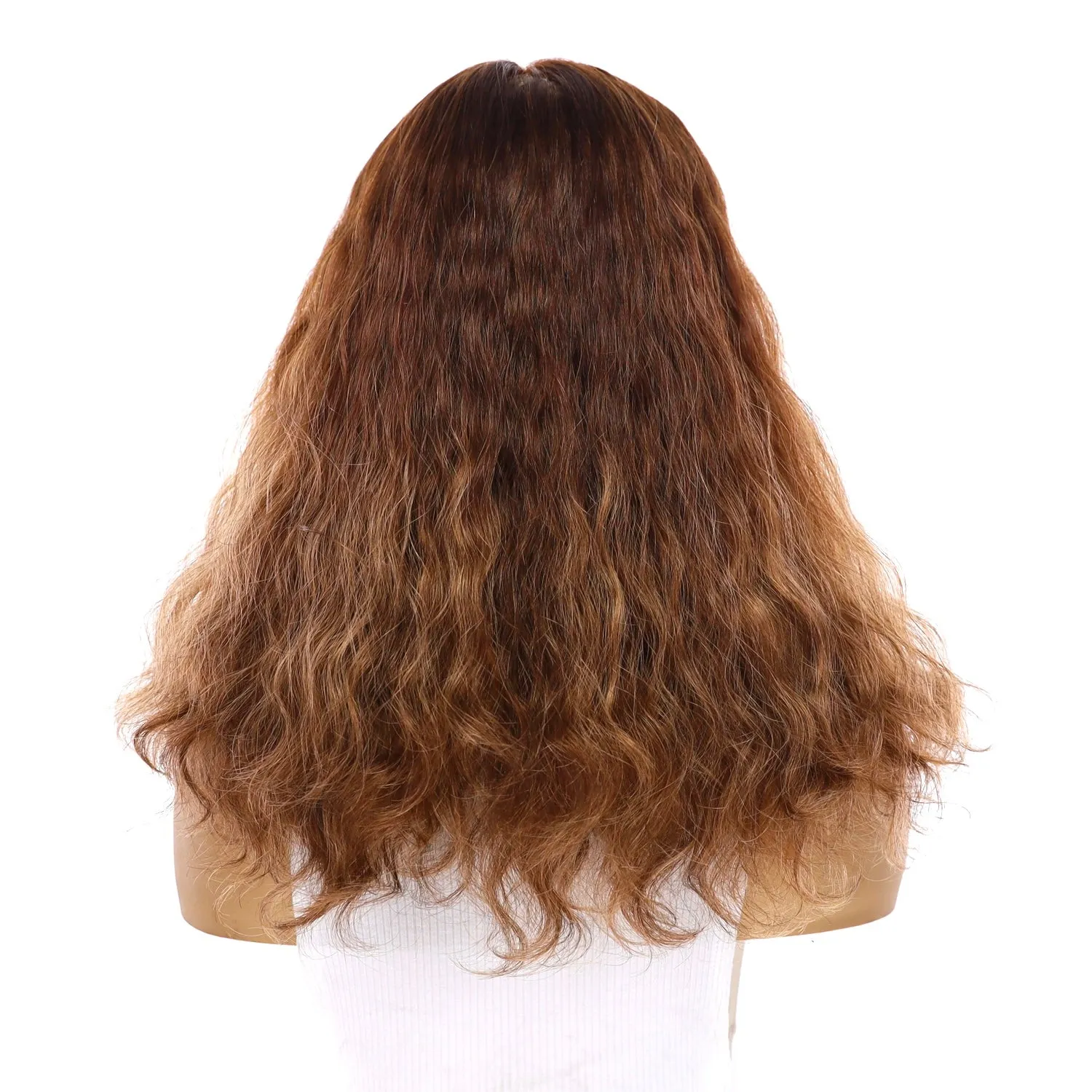 18" Princess Silk Top Wig Medium Brown Balayage Wavy