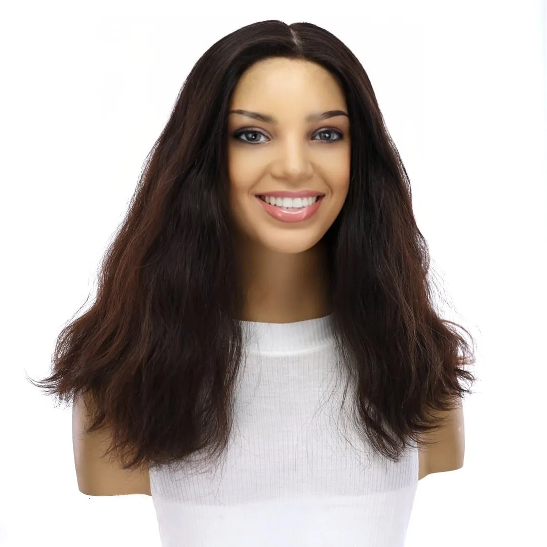 18" Princess Silk Top Wig Soft Black Wavy