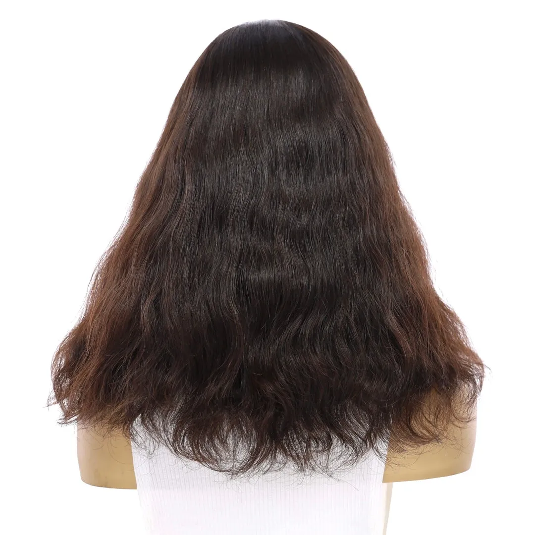 18" Princess Silk Top Wig Soft Black Wavy