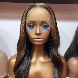 22" Luxury Brown Ombre - Human Hair Body Wave HD Lace Front Wig 180% Density SP101