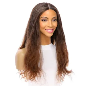 26" Ponytail Silk Top Wig Dark Brown Ombre Wavy