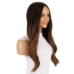 26" Ponytail Silk Top Wig Dark Brown Ombre