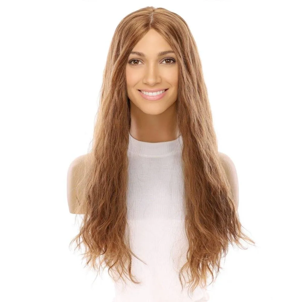 26" Ponytail Silk Top Wig Strawberry Blonde Wavy