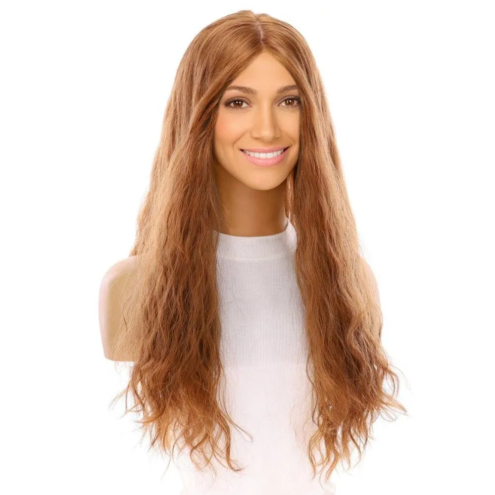 26" Ponytail Silk Top Wig Strawberry Blonde Wavy