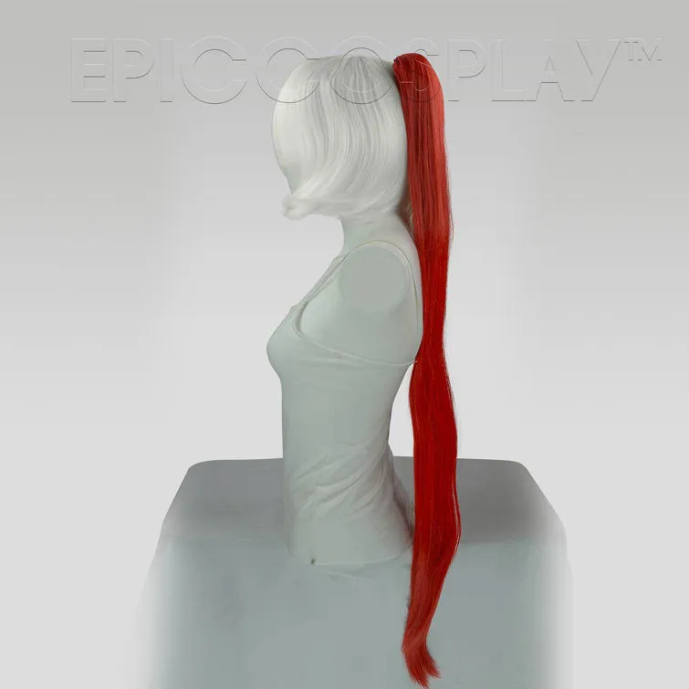 35" Apple Red Mix Straight Ponytail Clipon