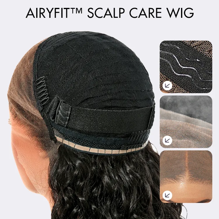 AiryFit™ Scalp Care Wigs | Water Wave Ear-to-Ear 13x6 Frontal HD Lace Glueless Curly Wig
