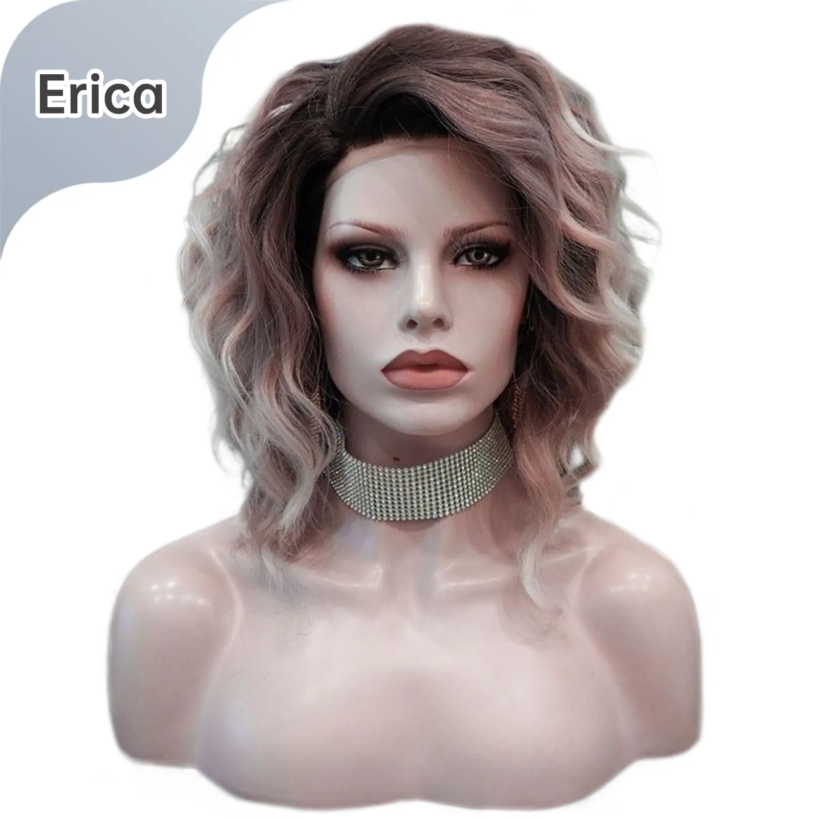 Brenda Collection-Erica 13*6 lace front apricot pinkish wavy Ombre blonde lace Front Wig glue less