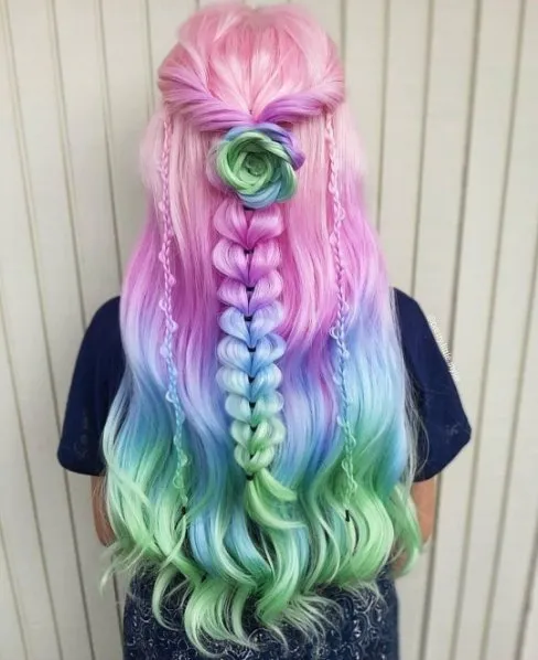 Brenda Collection-Mermaid - Colorful Long Wavy Synthetic Lace Front Wig Imstyle