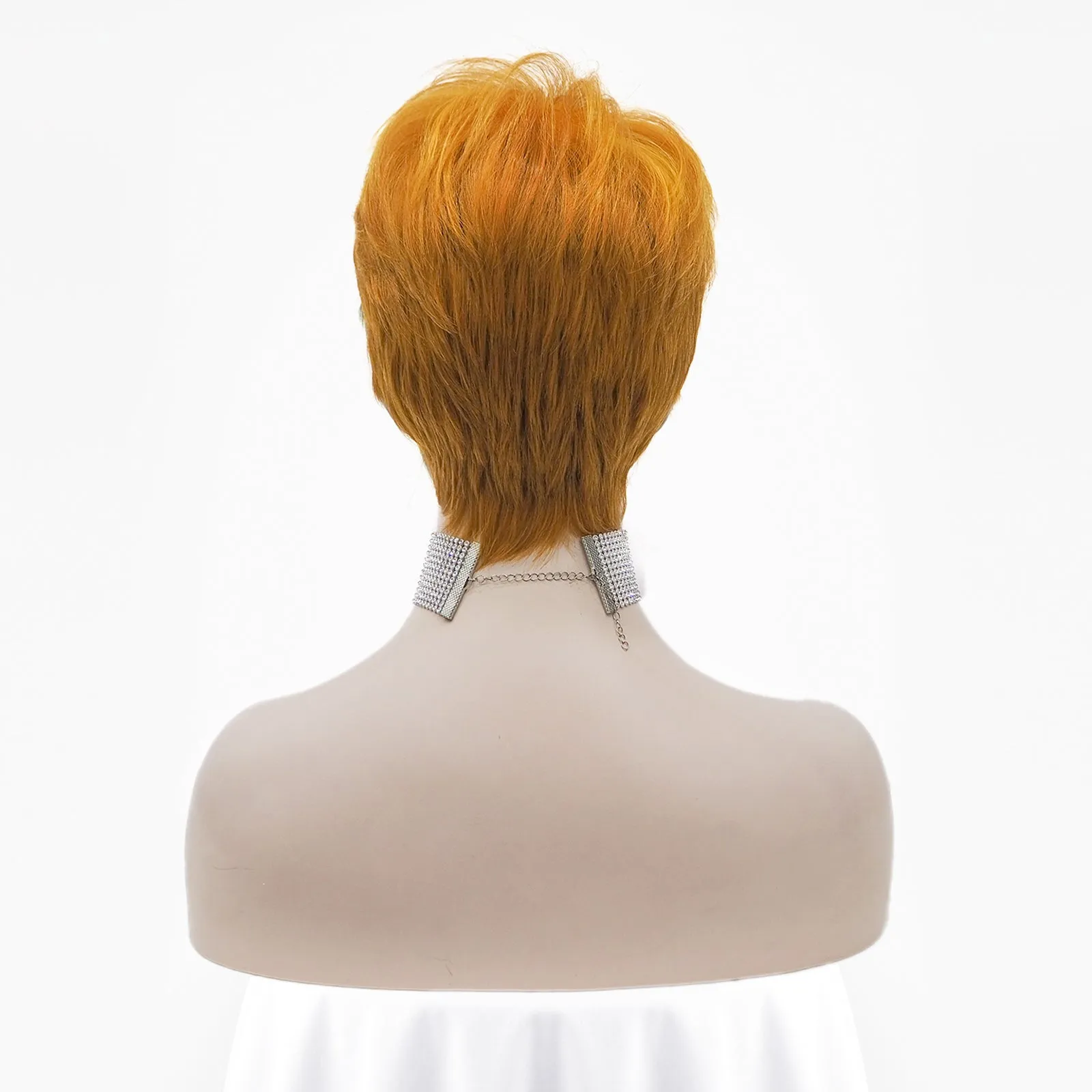 Bright Orange And Yellow Highlights Short Synthetic Wig