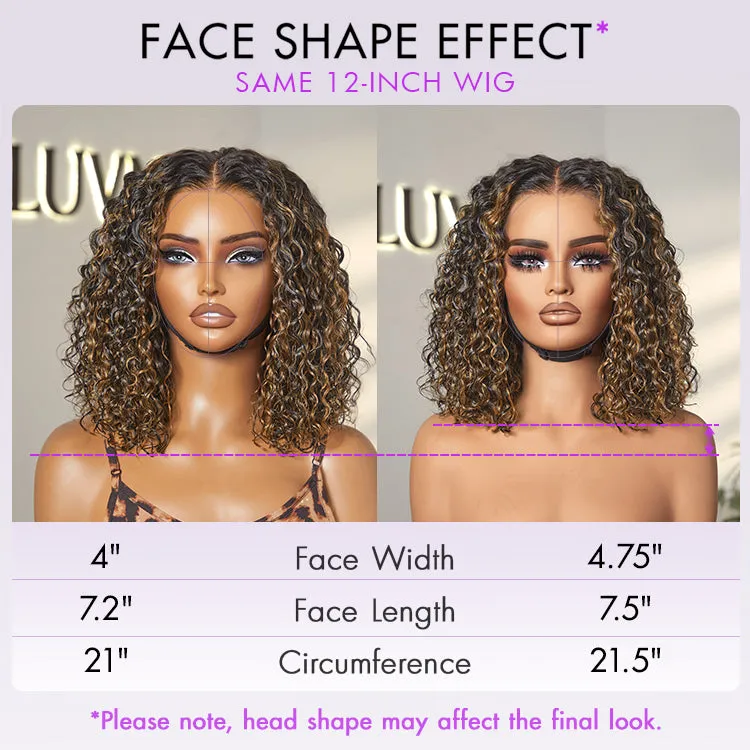 Brown Highlight / Natural Black / Blonde Highlight Deep Curly Glueless 5x5 Closure Pre-Cut Lace Wig Breathable Cap