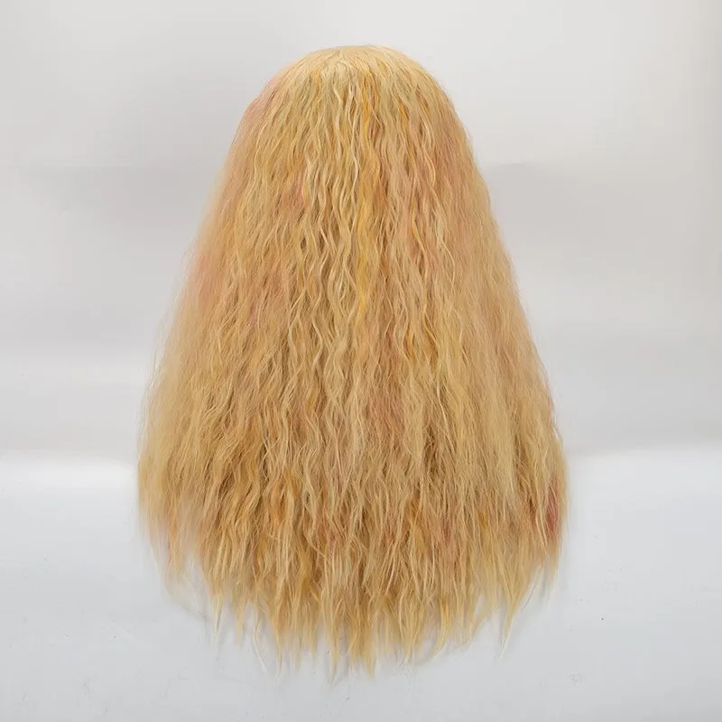 Champagne - Multicolored Blonde Long Loose Curl Synthetic Lace Front Wig