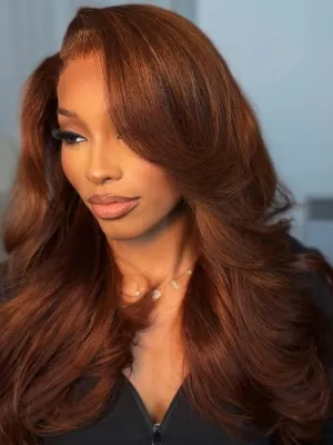 Chinalacewig Black Friday Sale Honey Brown Color Glueless 360 HD Lace Human Hair Wig NCF162