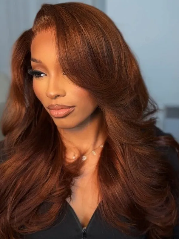 Chinalacewig Black Friday Sale Honey Brown Color Glueless 360 HD Lace Human Hair Wig NCF162