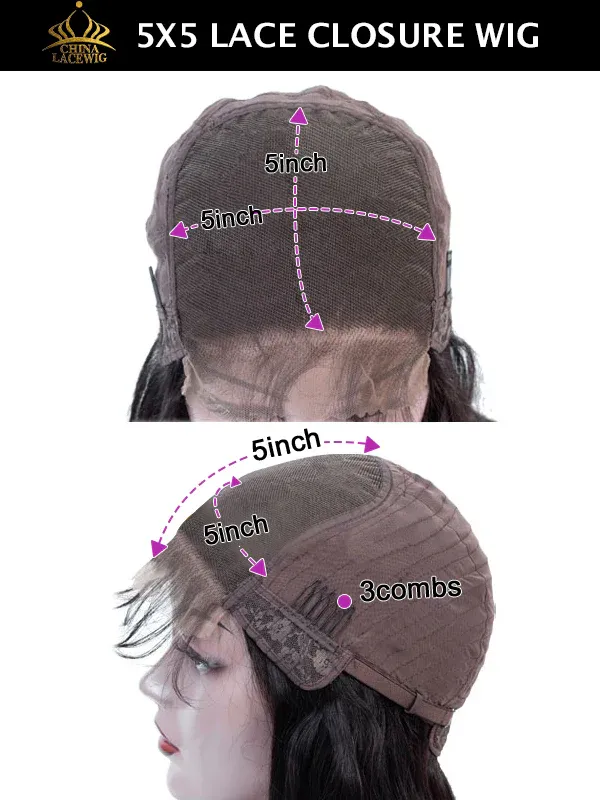 Chinalacewig Custom Wig 100% Human Virgin Hair 5x5 HD Lace Wig BOB High End Wig Custom05