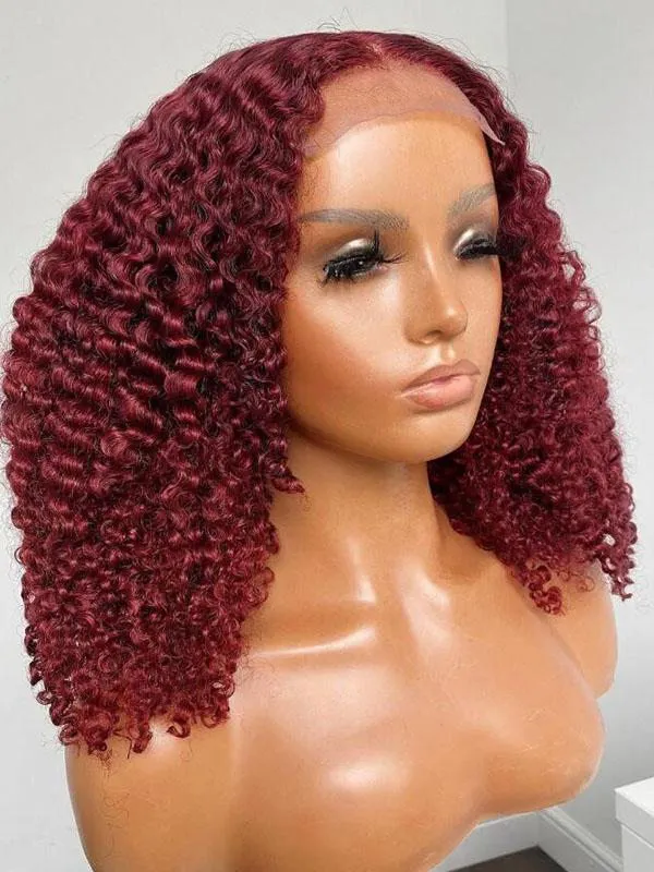 Chinalacewig Transparent Lace Burgundy Deep Curly 13X6 Lace Front Wigs NCF65