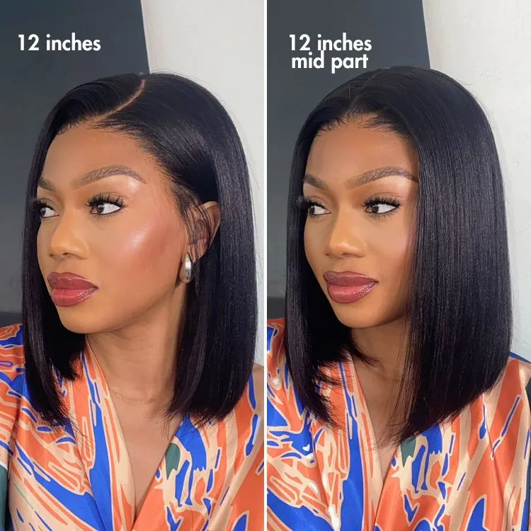 Crazy Wednesday | PreMax Wigs - Nature Max Yaki / Silky Bob Ear-to-Ear Glueless 13x6 Frontal HD Lace Short Bob Wig