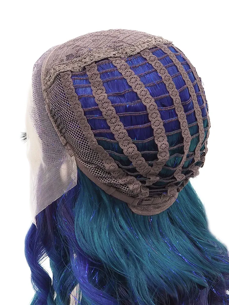 Dark Blue With Tinsel Synthetic Lace Front Wig For Women