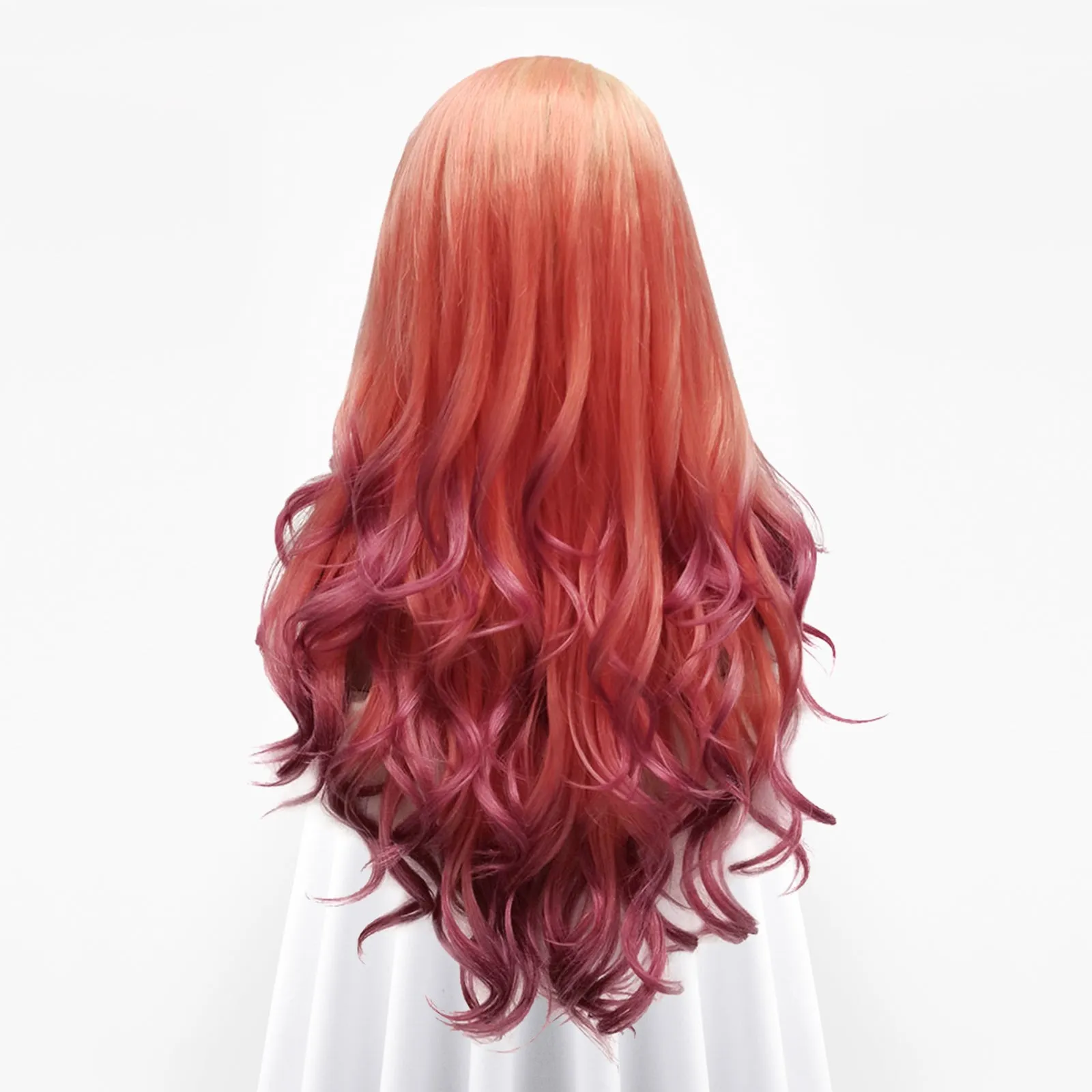 Flamingo - Blonde Orange Purple Ombre Long Wavy Synthetic Lace Front Wig