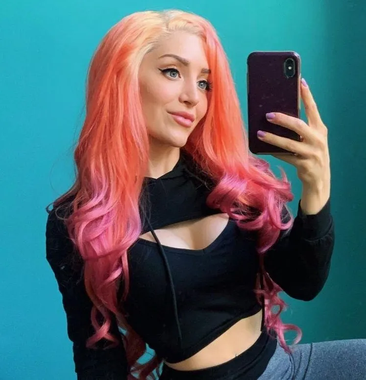 Flamingo - Blonde Orange Purple Ombre Long Wavy Synthetic Lace Front Wig