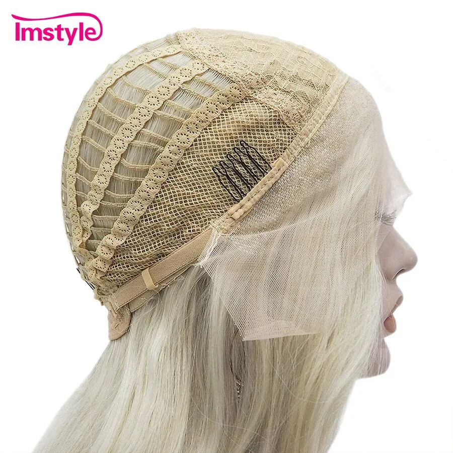 Gloria - Blonde-Light green & Deep Yellow Highlighted With Shiny Tinsel Synthetic Lace Front Wig