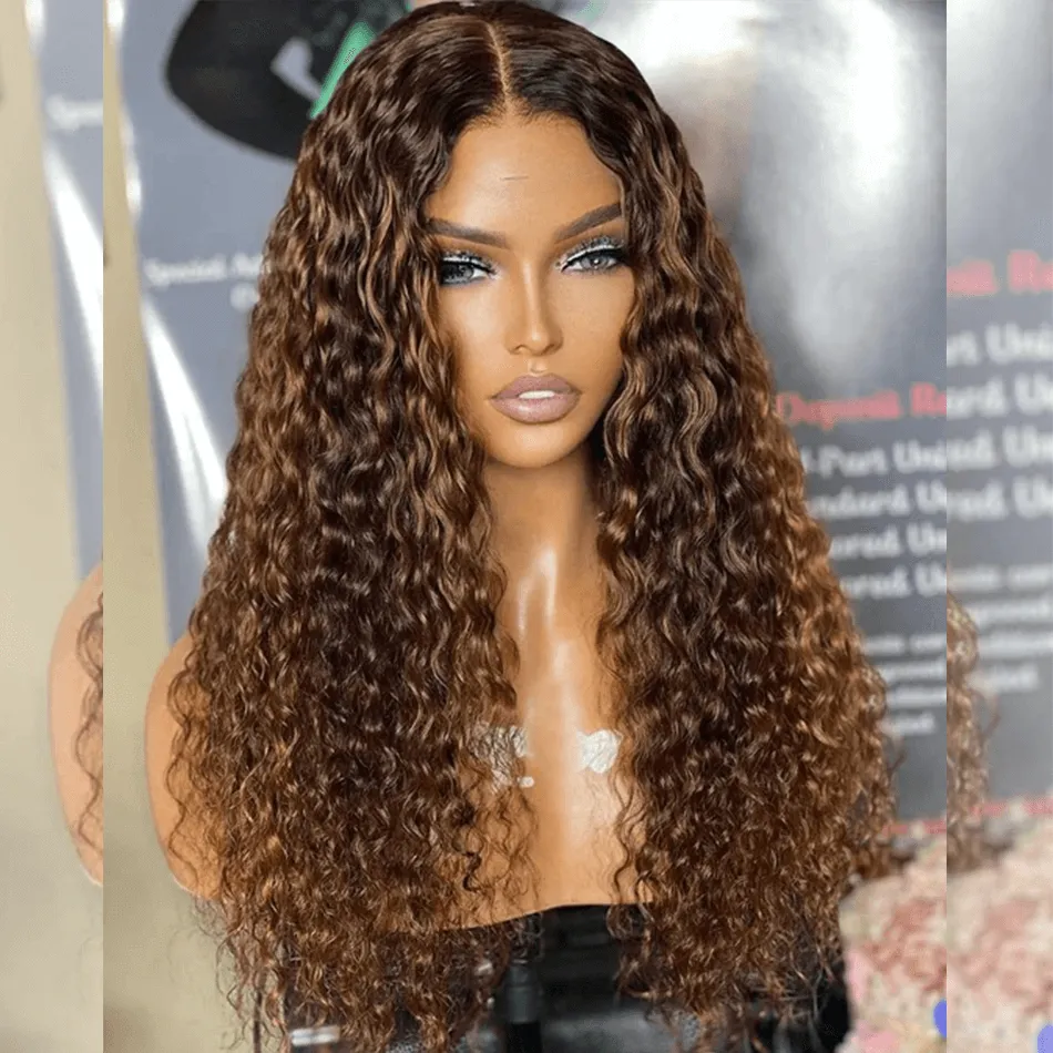 Hairstylist Works 6x5 glueless lace closure curly human hair wigs highlight mixed colored wigs