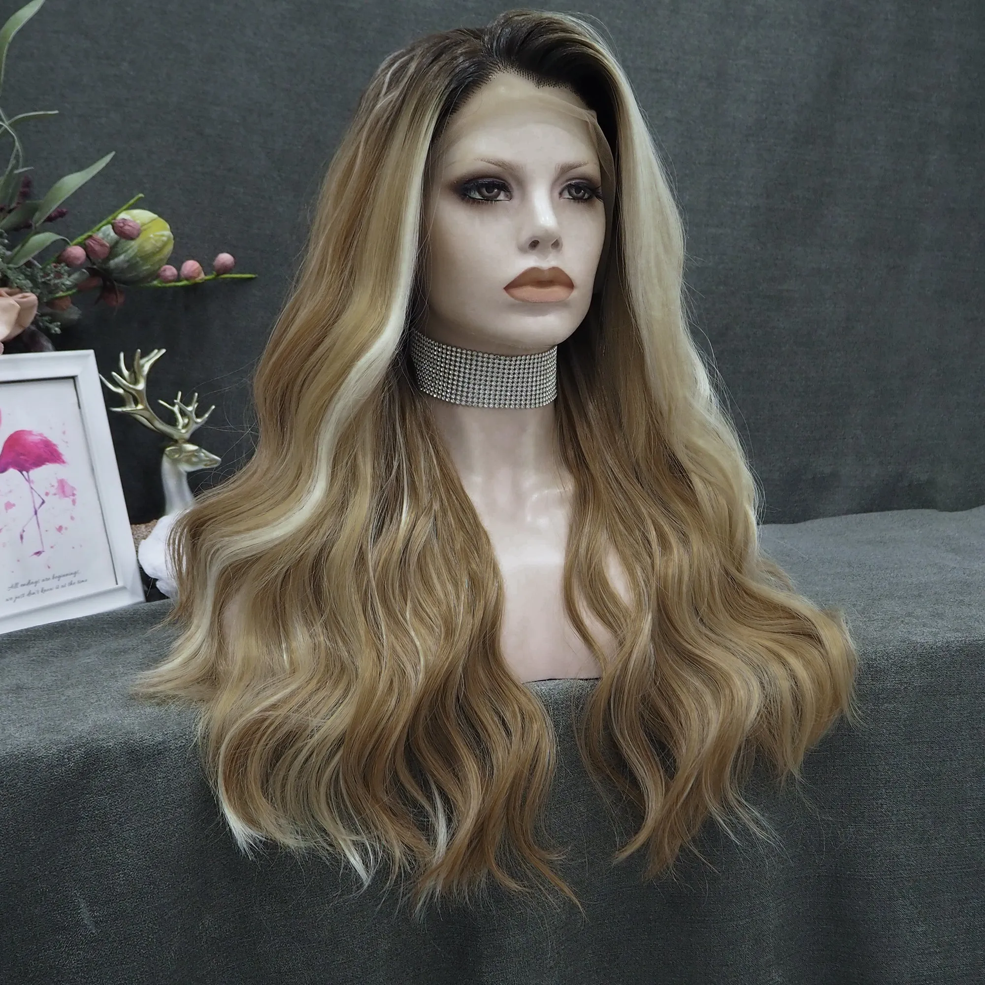 IMstyle Emily Golden blonde with Highlight Dark root 13*2 no parting 26 inches lace front wigs