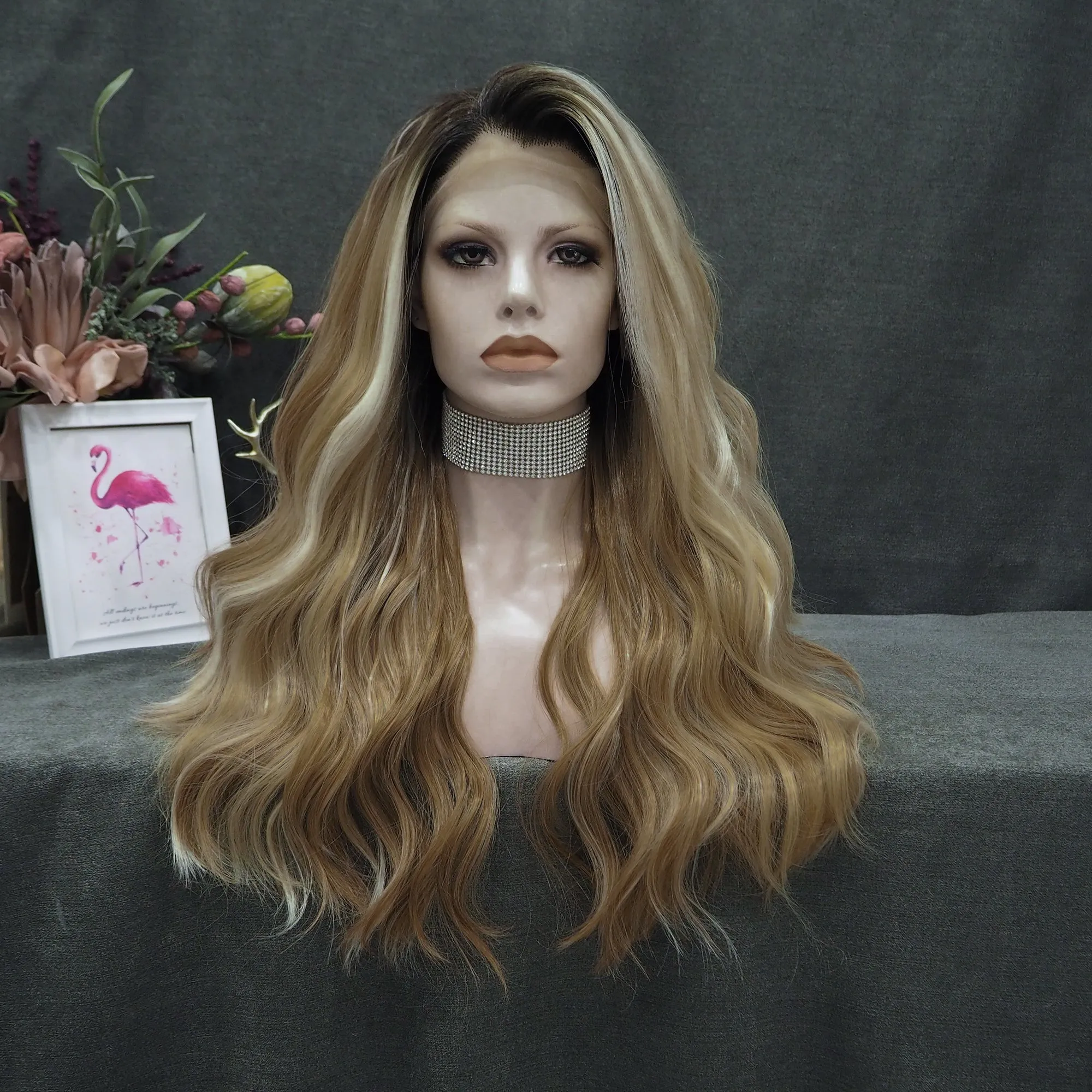 IMstyle Emily Golden blonde with Highlight Dark root 13*2 no parting 26 inches lace front wigs