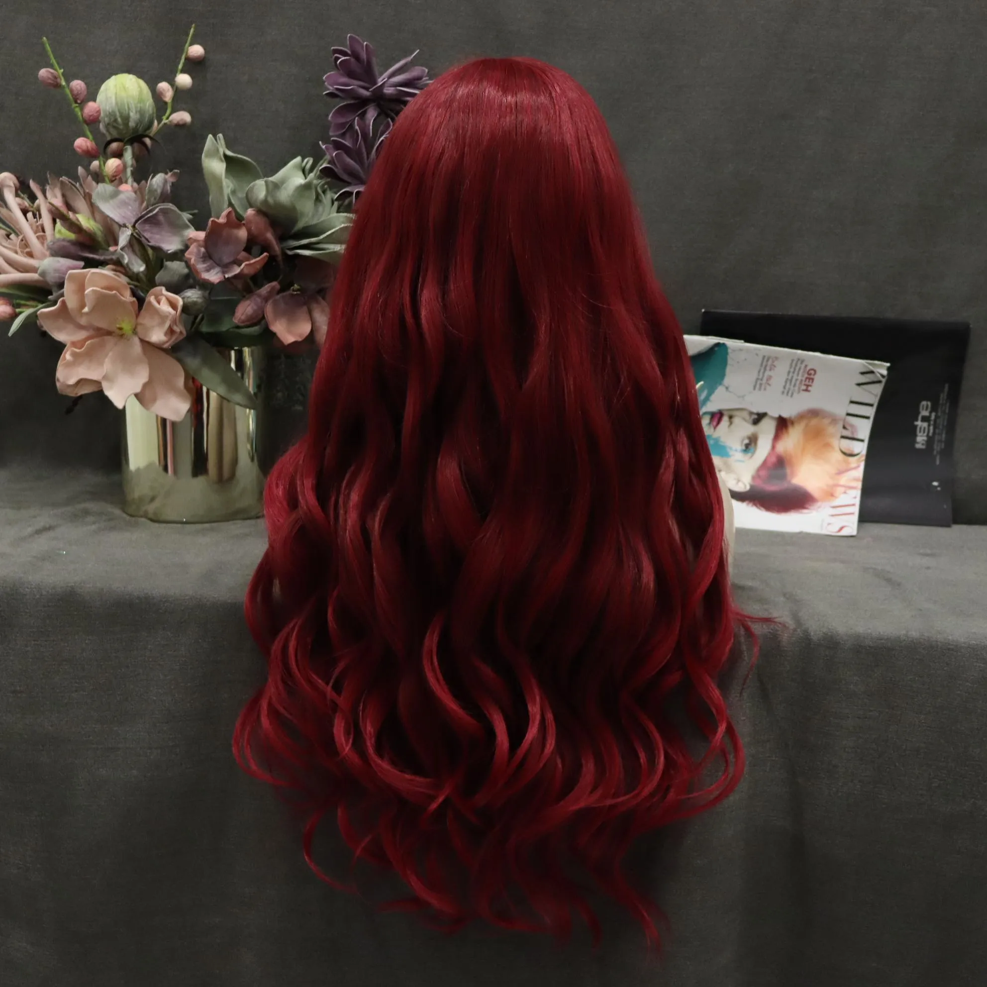 IMstyle Eva ombre red color wavy 26 inches T part lace front wigs TS65-2212