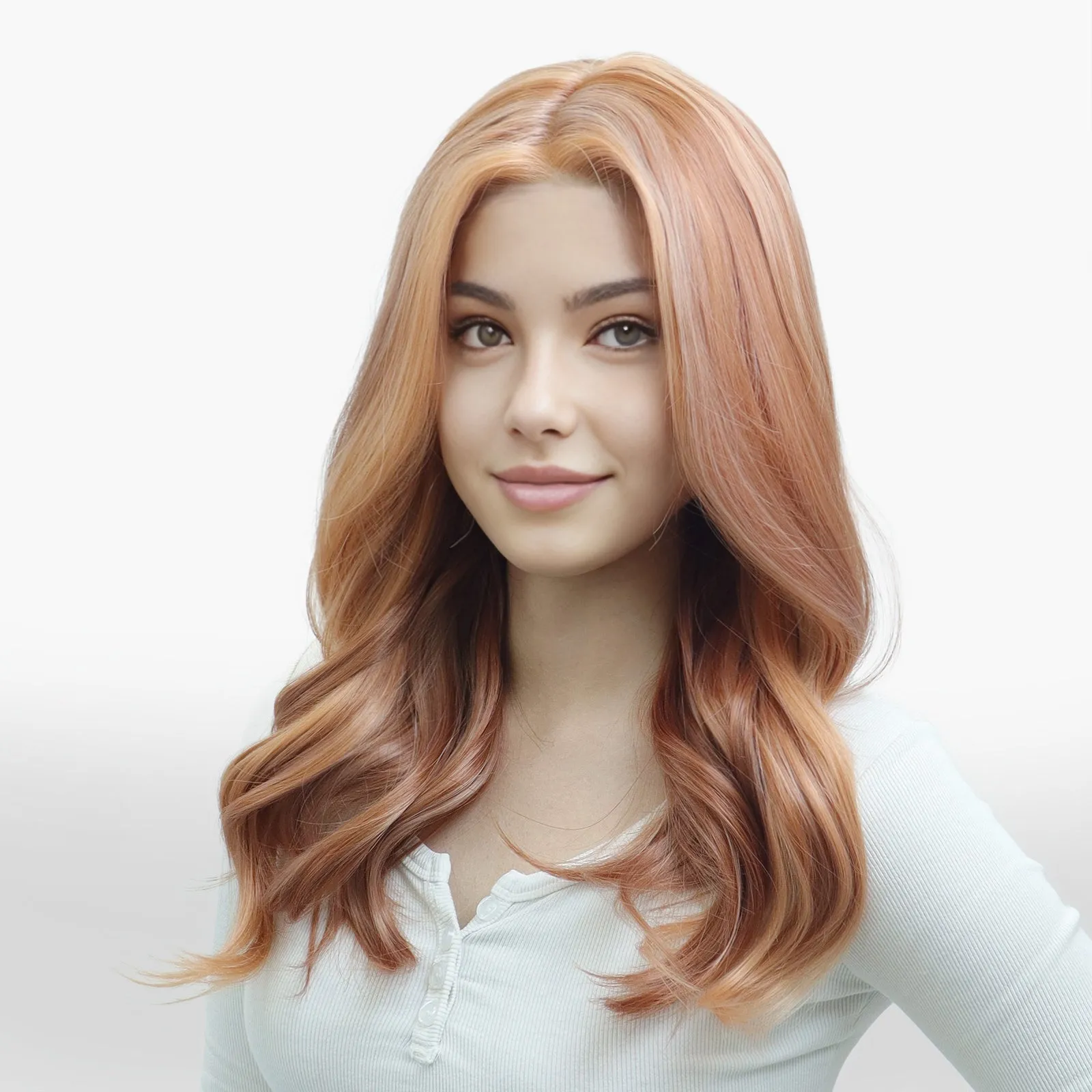 IMstyle Grace Spring Wig Dirty Orange with Blonde Highlight T part Lace Front wig-TK112-2483
