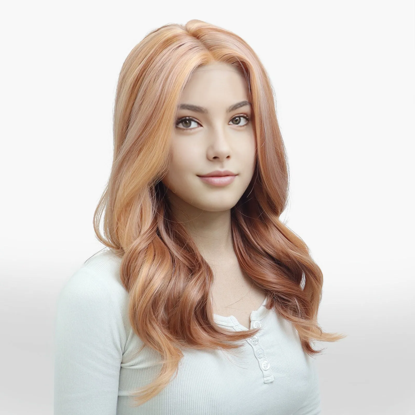 IMstyle Grace Spring Wig Dirty Orange with Blonde Highlight T part Lace Front wig-TK112-2483