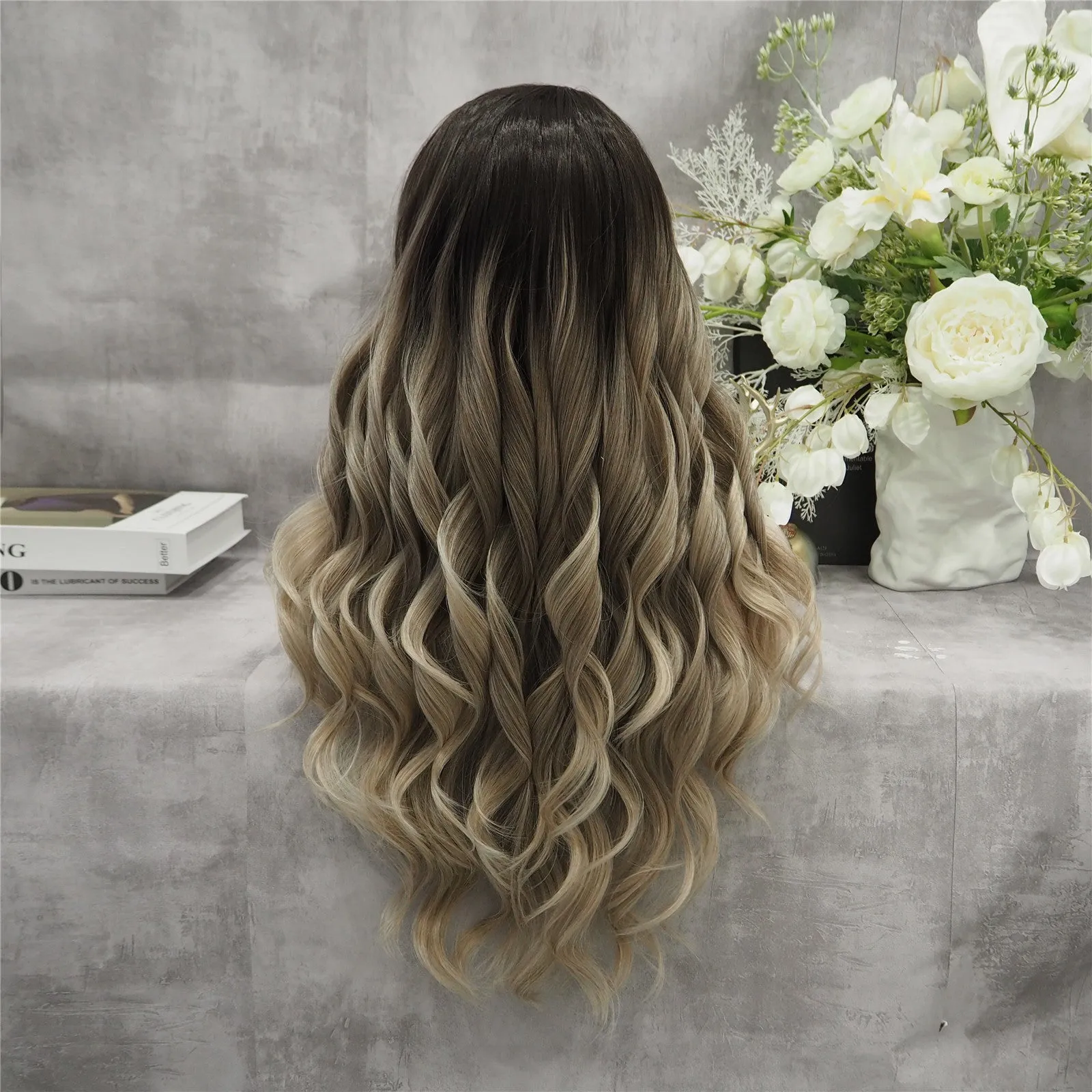 Imstyle-Jasmin-Ombre Blonde Dark root Daily Lace front synthetic Wig  26inches
