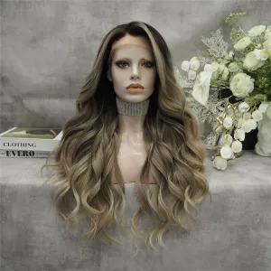 Imstyle-Jasmin-Ombre Blonde Dark root Daily Lace front synthetic Wig  26inches