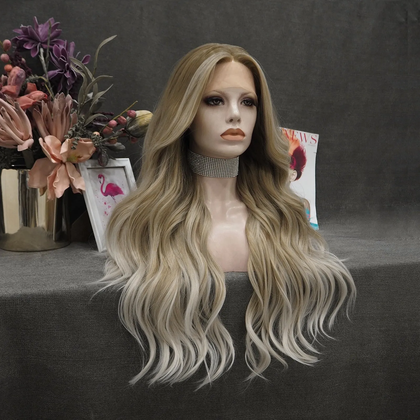 IMstyle Sally Glueless Ombre blonde with money pieces 28inches T part lace front wigs