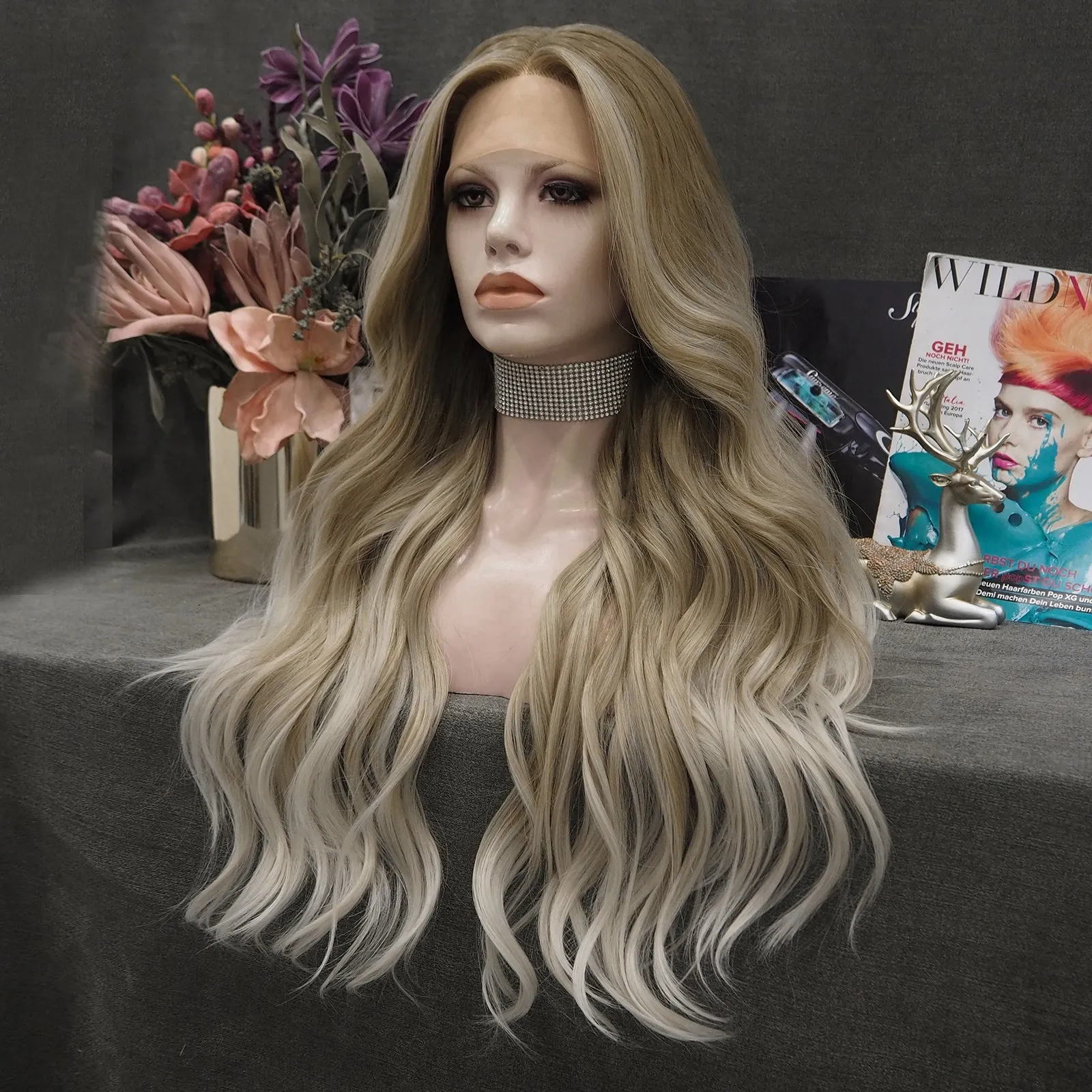 IMstyle Sally Glueless Ombre blonde with money pieces 28inches T part lace front wigs