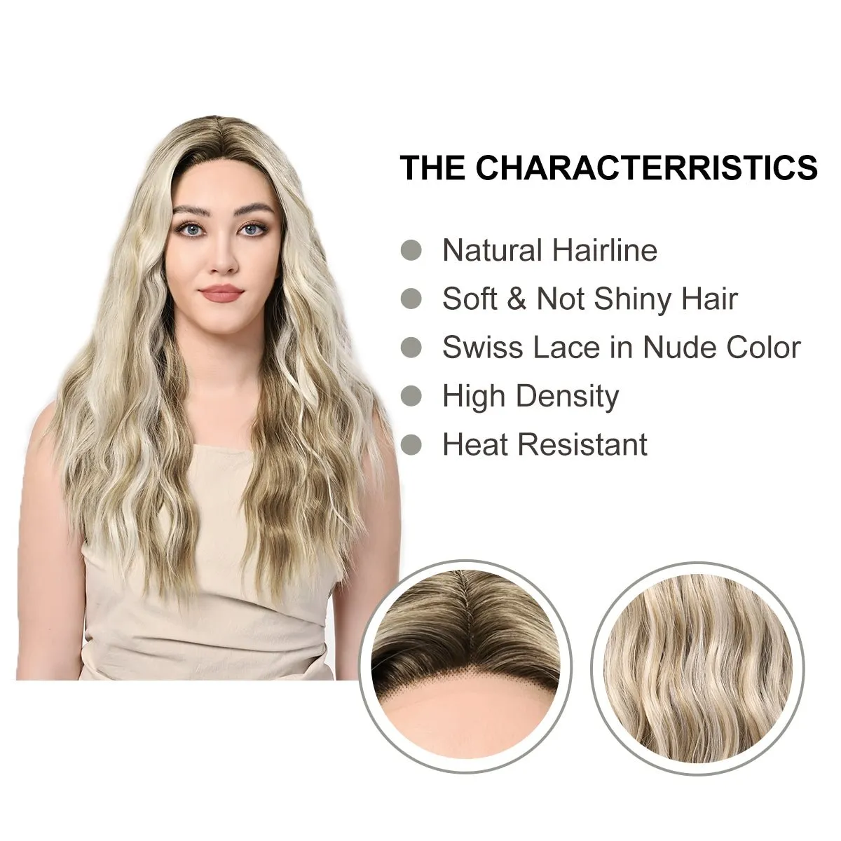 Imstylewigs Daisy 26 inches Highlight ombre blonde body wave lace wigs