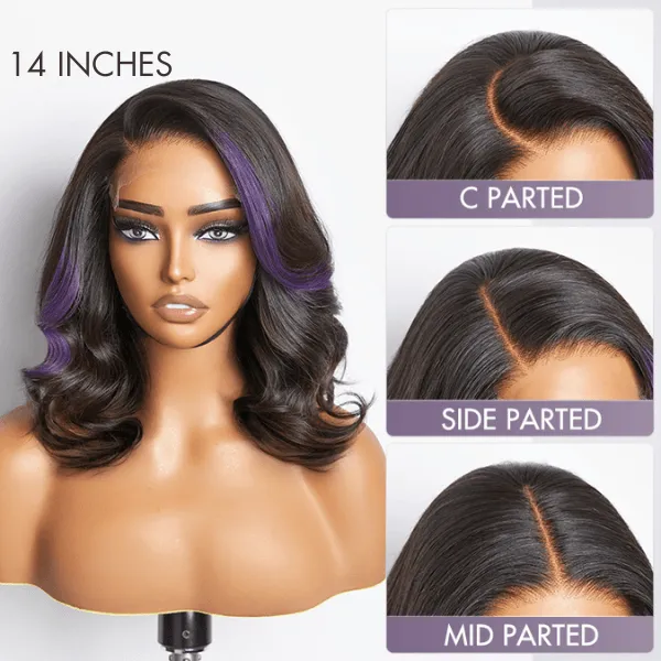 Limited Design | Purple Highlights Loose Wave Glueless 5x5 Closure HD Lace Wig | Large & Small Cap Size